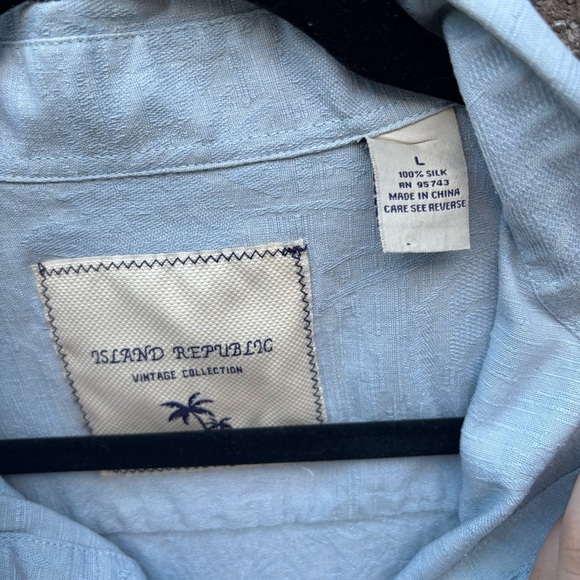 Island Republic 100% Silk Shirt Men’s Large Tropical Palm Print - Picture 2 of 6